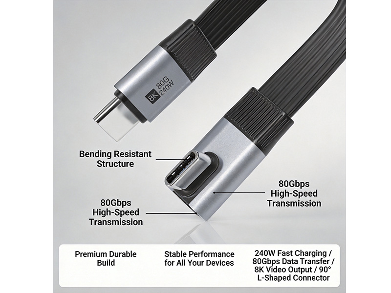 U4 80G TYPE CM-CM 90-degree bent data cable - 图片 4