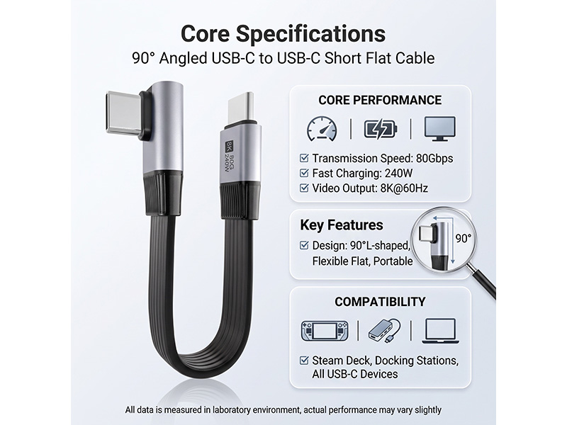 U4 80G TYPE CM-CM 90-degree bent data cable - 图片 5