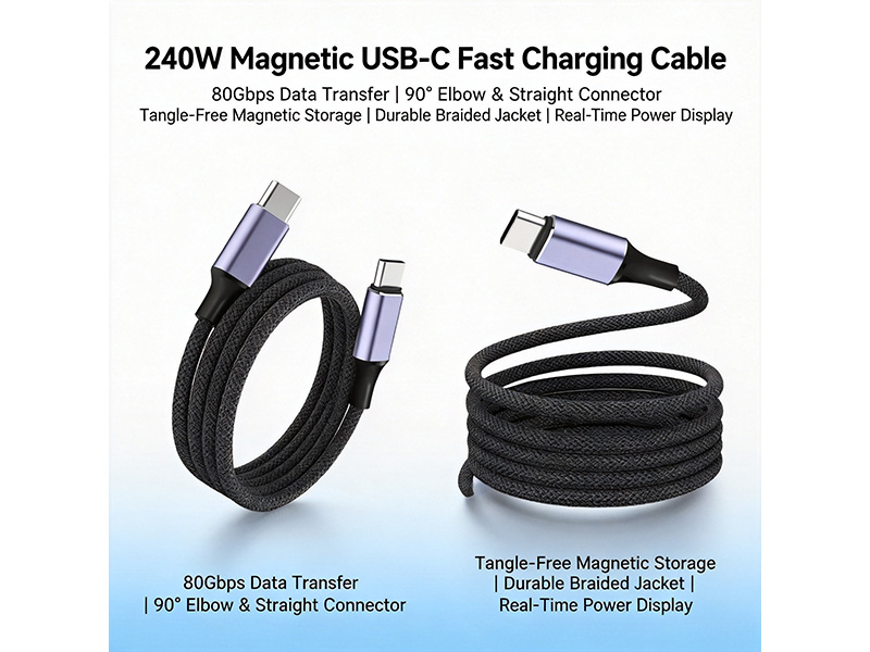 Magnetic 240W/80Gbps charging cable - 图片 3