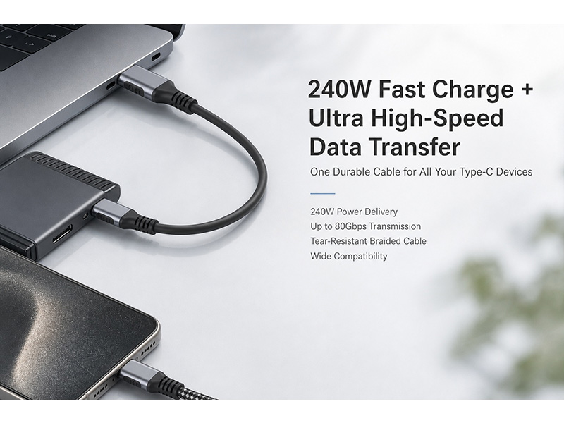 Type-C USB4 240W injection molded high-speed data cable - 图片 6