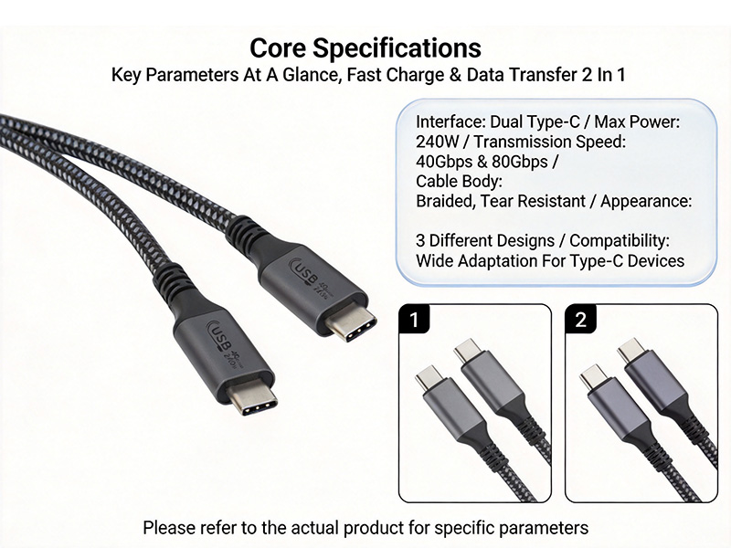 Type-C USB4 240W injection molded high-speed data cable - 图片 4