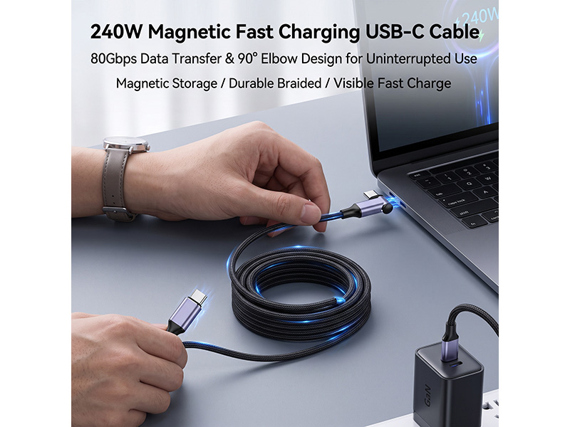 Magnetic 240W/80Gbps charging cable - 图片 4