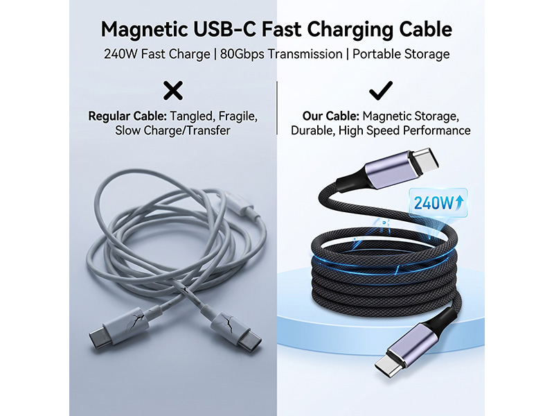 Magnetic 240W/80Gbps charging cable - 图片 6