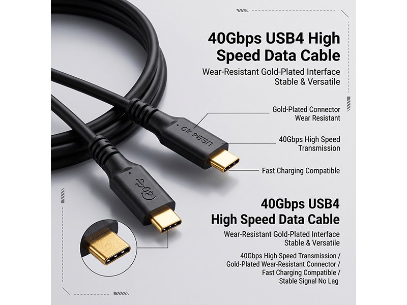 The USB4 100W injection molded high-speed data cable - 图片 4