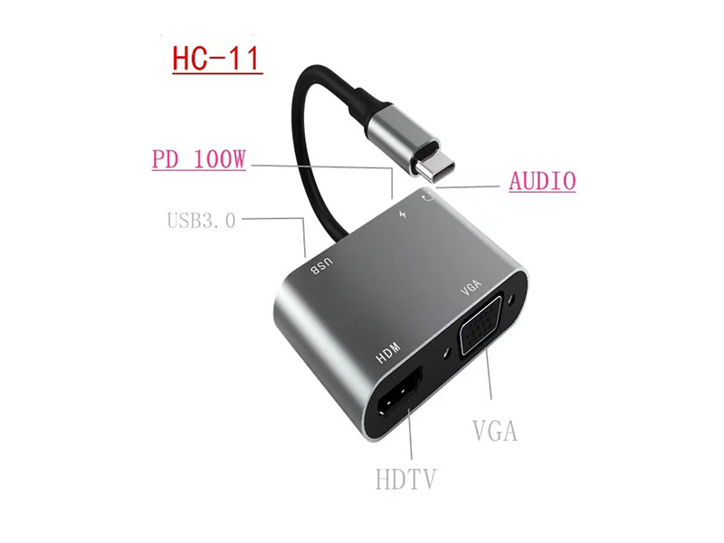 5 in 1 TYPE C TO HUB PD+HDM+VGA+USB+AUDIO Adapter